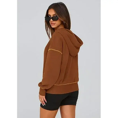 CozyChic™ | Women’s Cropped Half-Zip Hoodie with Gold Zipper