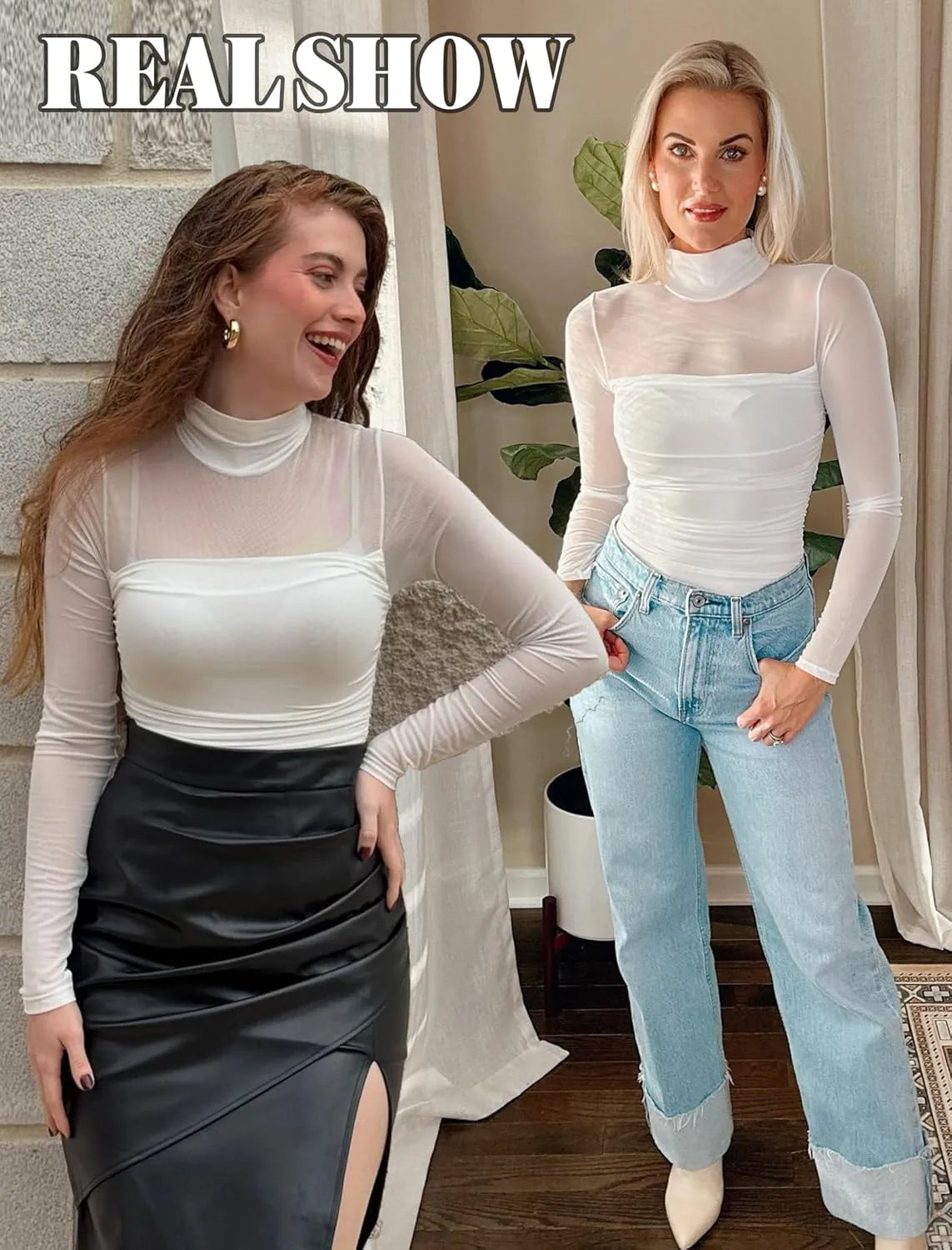 GlamForm™ | Long Sleeve Shaping Bodysuit – Mesh, Slimming & Stylish