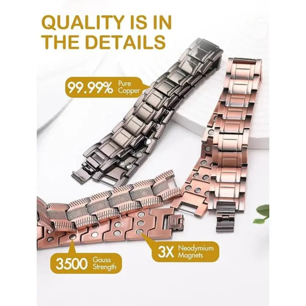MagnoCopper™ | Men’s Pure Copper Magnetic Bracelet – 3X Strength & Pain Relief