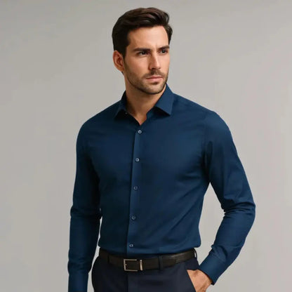 IronEase™ | Wrinkle-Free Slim Fit Shirt – Breathable, Anti-Sweat & Comfortable
