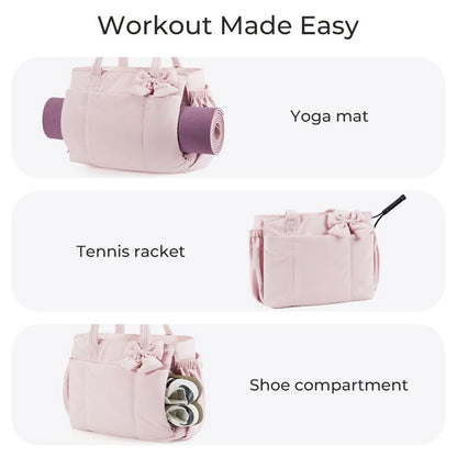 PuffyElegance™ | Women’s Tote Bag 23L – Lightweight, Multi-Compartments & Removable Bow