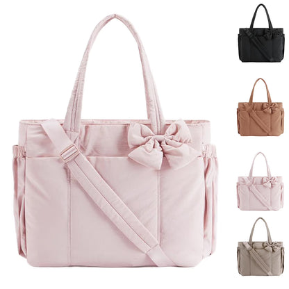 PuffyElegance™ | Women’s Tote Bag 23L – Lightweight, Multi-Compartments & Removable Bow