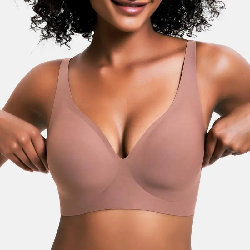 JellyComfy™ | Women’s Wireless Push-Up Bra – Seamless & Deep V