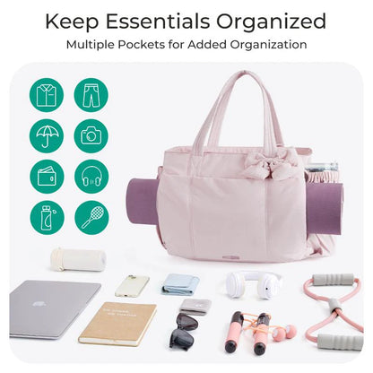 PuffyElegance™ | Women’s Tote Bag 23L – Lightweight, Multi-Compartments & Removable Bow