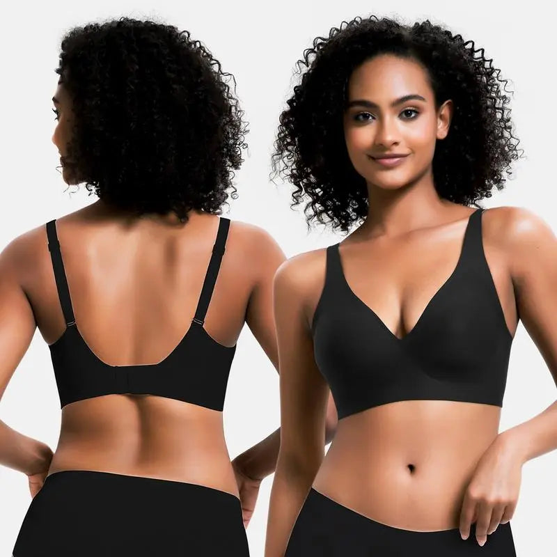 JellyComfy™ | Women’s Wireless Push-Up Bra – Seamless & Deep V