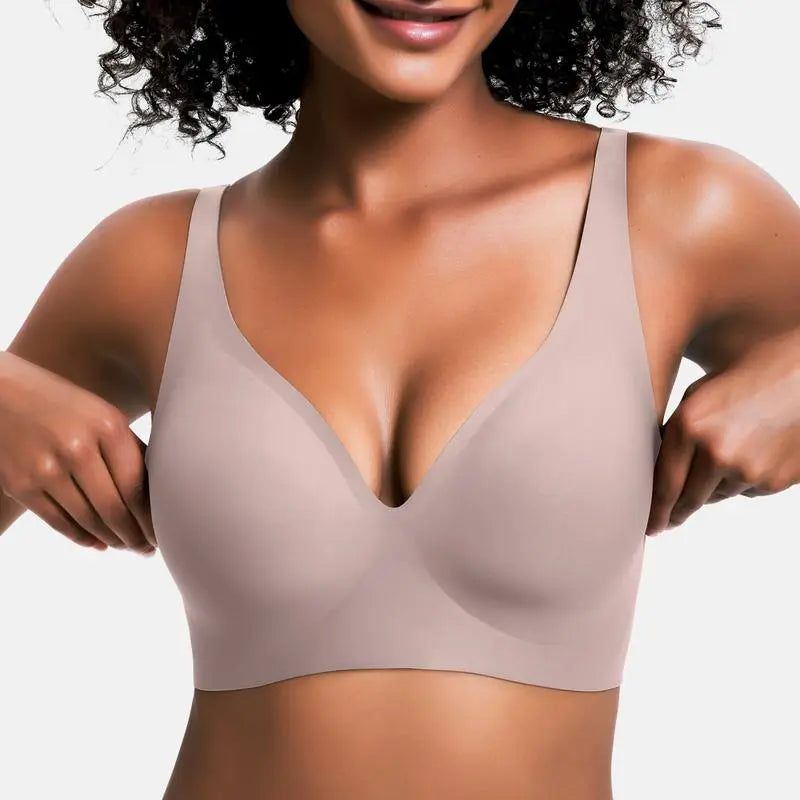 JellyComfy™ | Women’s Wireless Push-Up Bra – Seamless & Deep V