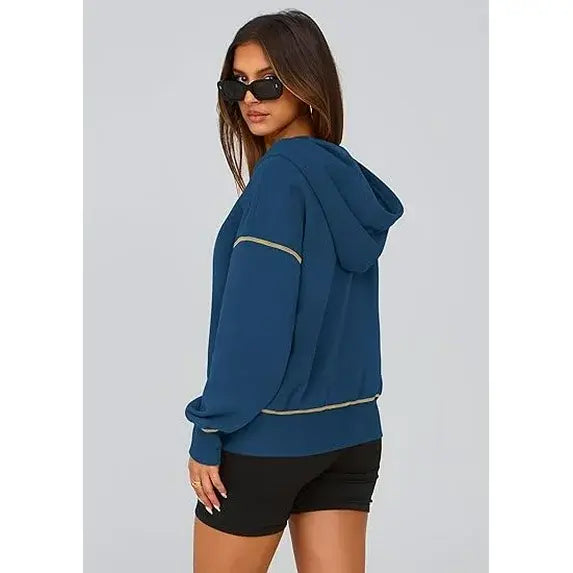 CozyChic™ | Women’s Cropped Half-Zip Hoodie with Gold Zipper