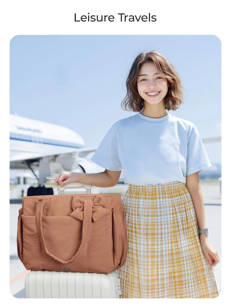 PuffyElegance™ | Women’s Tote Bag 23L – Lightweight, Multi-Compartments & Removable Bow